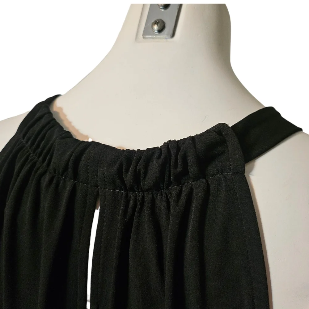 WHBM Dress Black Keyhole Front & Back Sleeveless Stretch Anti-Wrinkle sz M